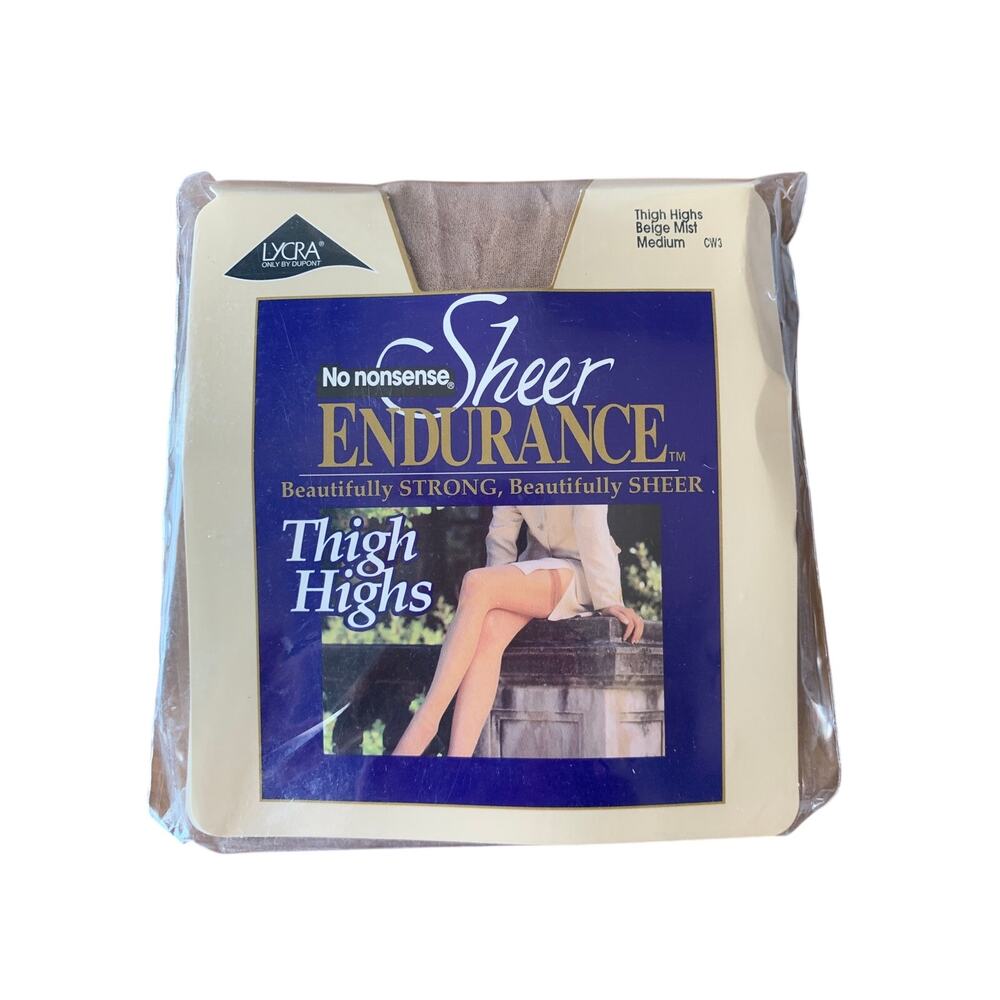 No Nonsense Sheer Endurance THIGH HIGHS Medium Beige Mist 1 Pair SEALED